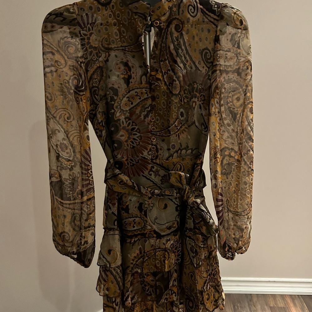 Zara Brown and Black Wrap Tie Front Dress